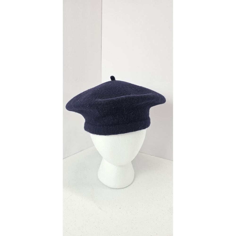 Vintage Navy Blue 100% Wool Beret Hat Made In‎ Czechoslovakia French Style Cap